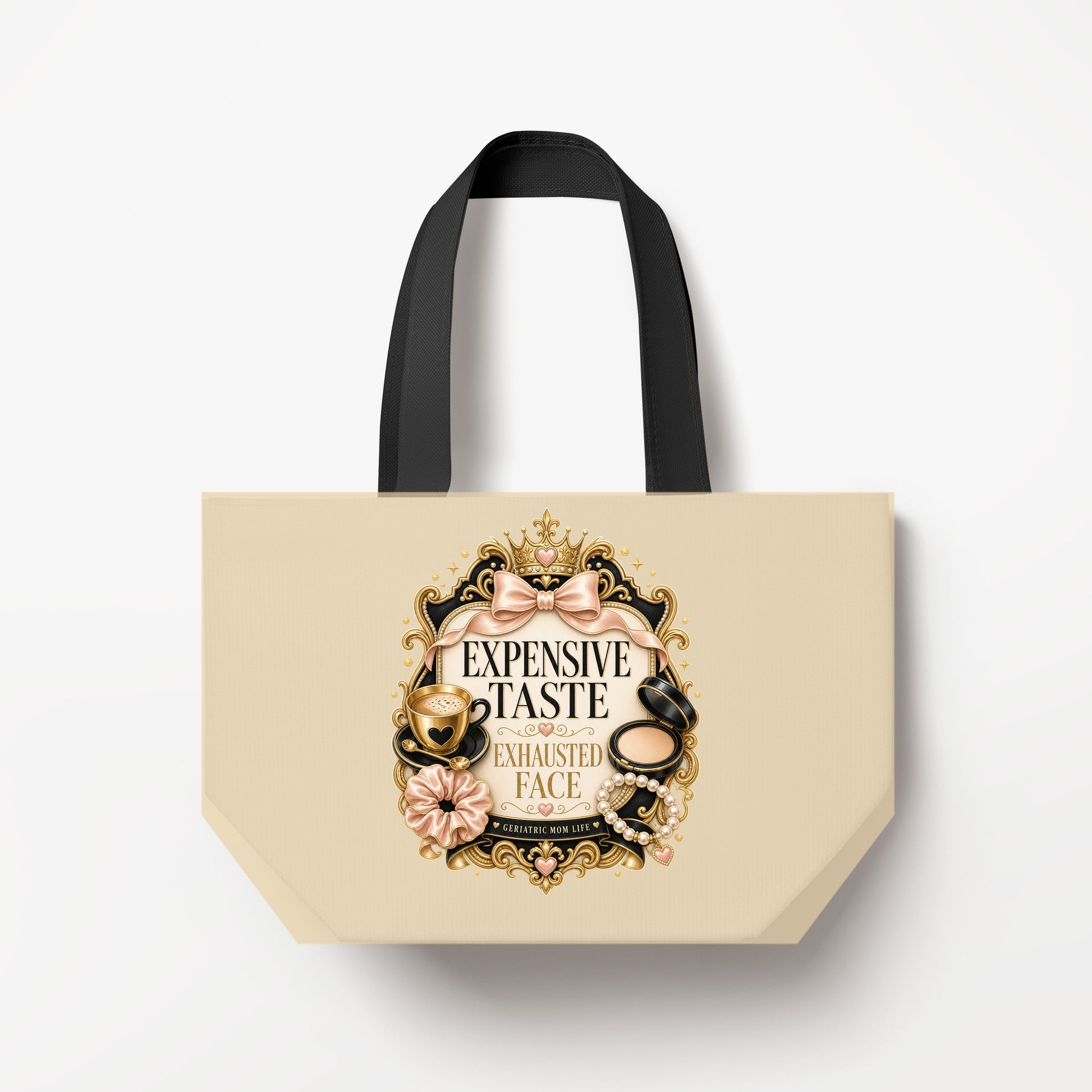 Expensive Taste Exhausted Face canvas bag mockup