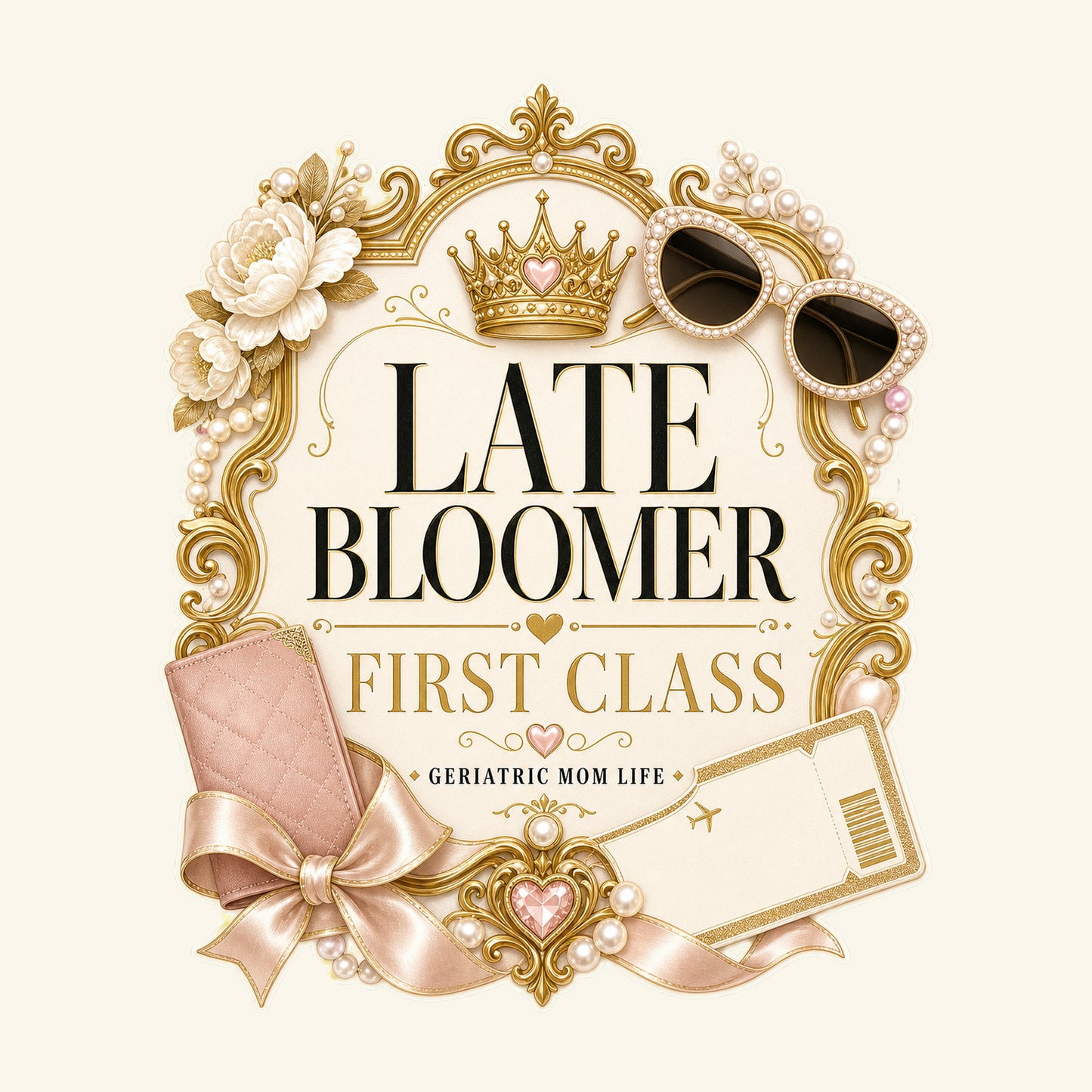 Late Bloomer First Class canvas bag design detail