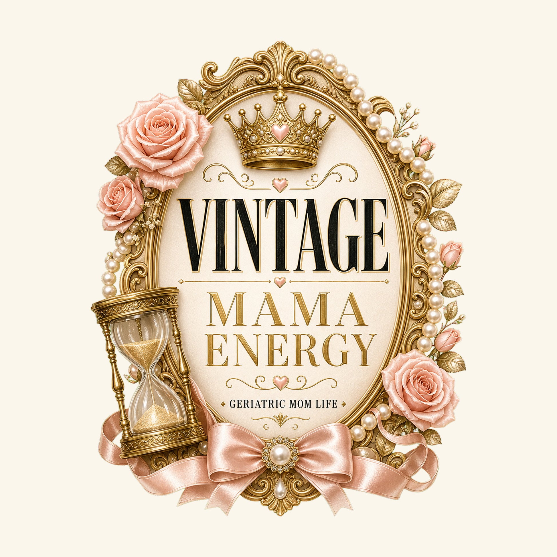 Vintage Mama Energy canvas bag design detail