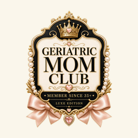 Geriatric Mom Club canvas bag design detail