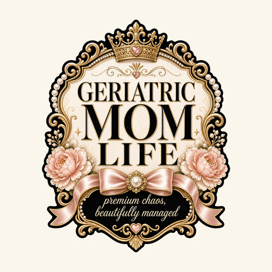 Geriatric Mom Life Premium Chaos shirt design detail