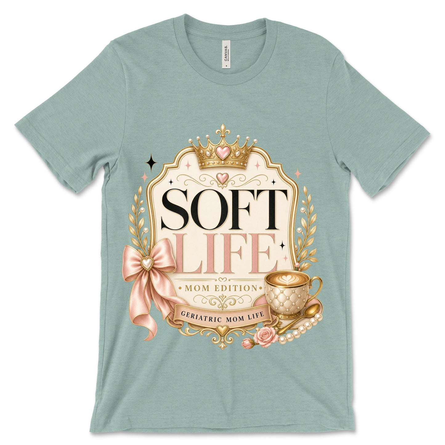 Soft Life Mom Edition heather dusty blue shirt mockup