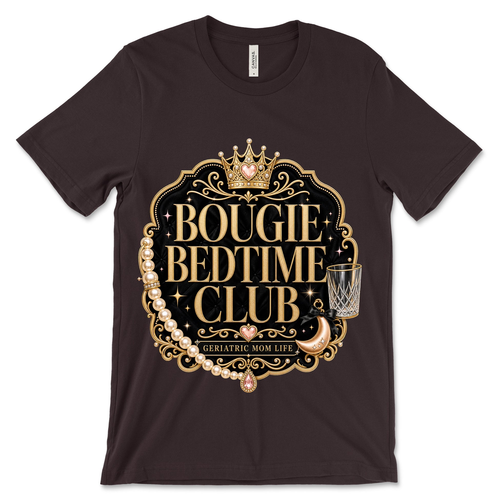 Bougie Bedtime Club oxblood black shirt mockup