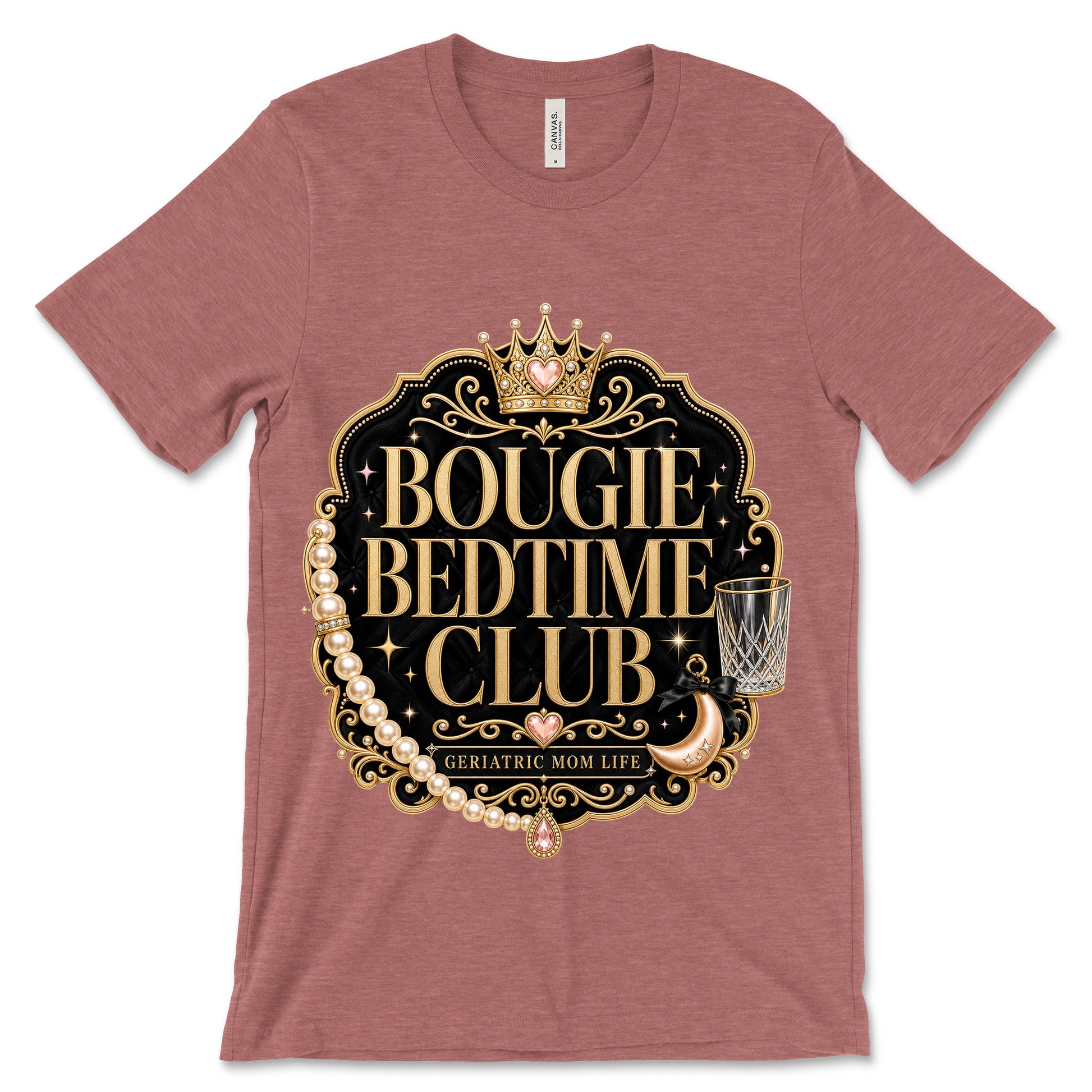 Bougie Bedtime Club heather mauve shirt mockup