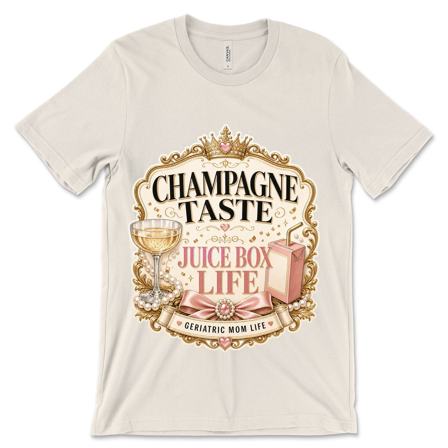 Champagne Taste Juice Box Life natural shirt mockup