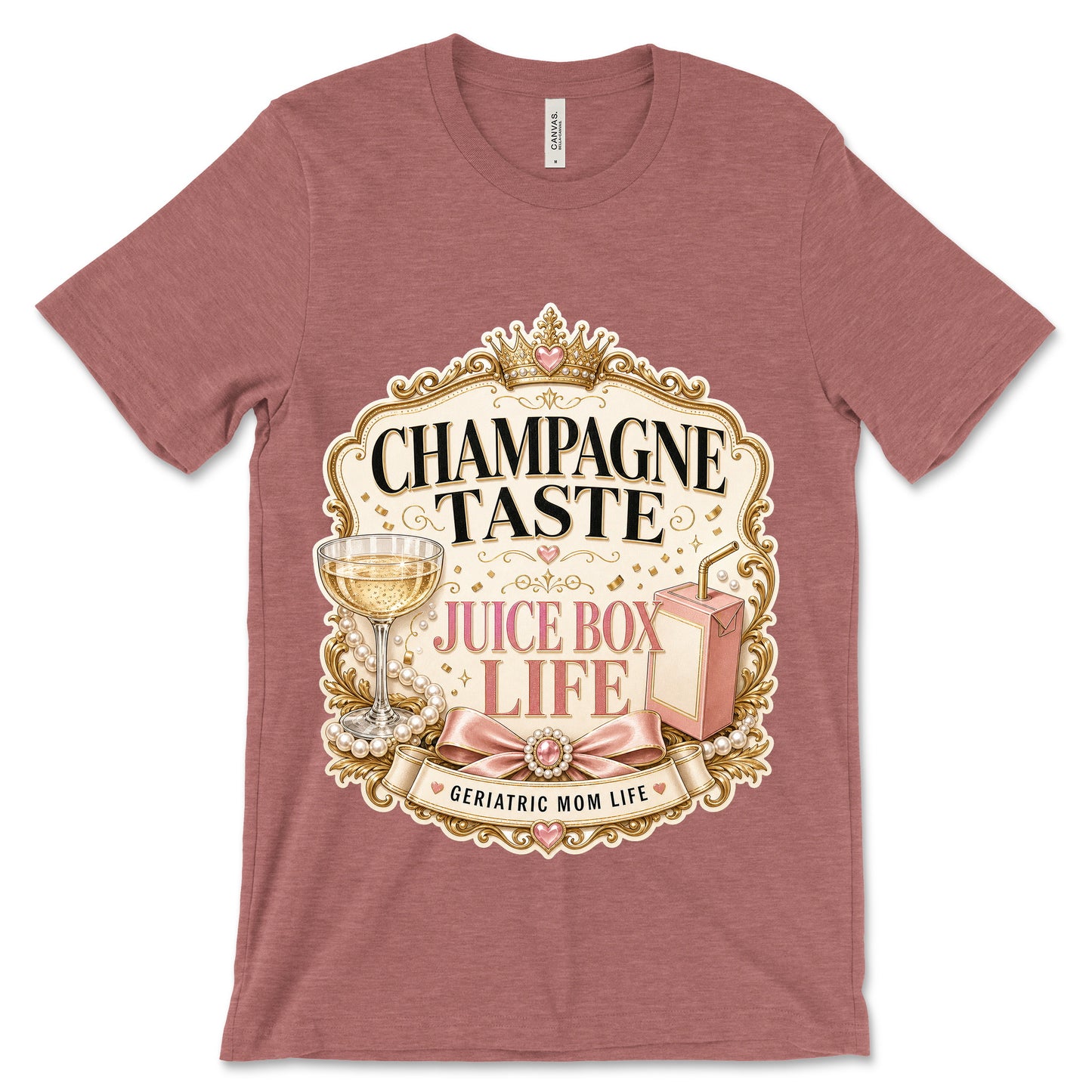 Champagne Taste Juice Box Life heather mauve shirt mockup