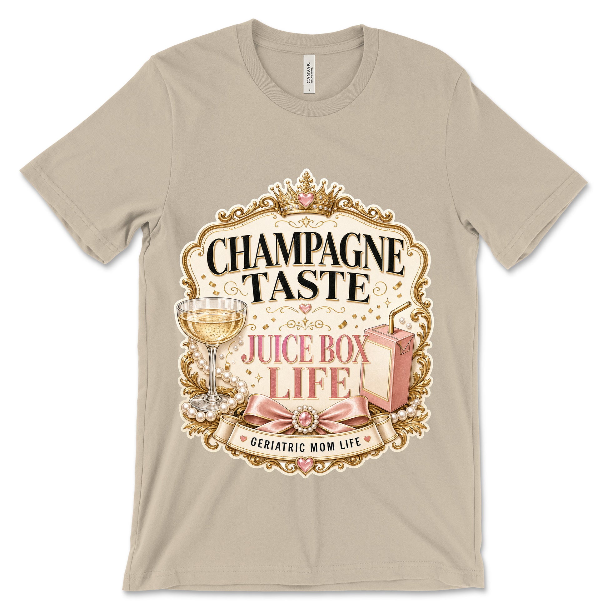 Champagne Taste Juice Box Life soft cream shirt mockup