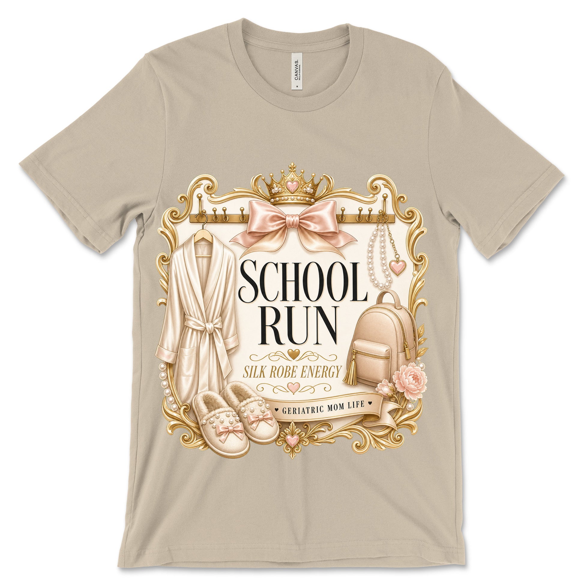 School Run Silk Robe Energy soft cream shirt mockup