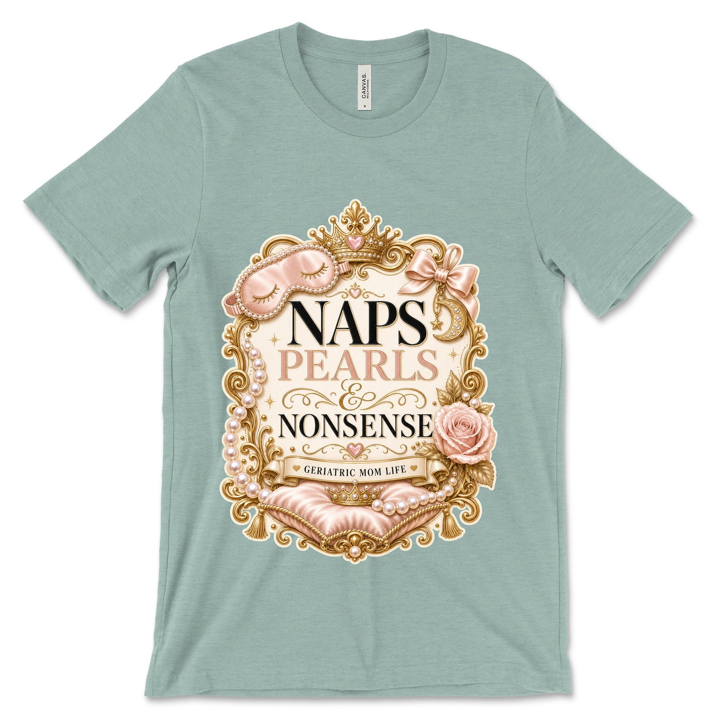 Naps Pearls And Nonsense heather dusty blue shirt mockup