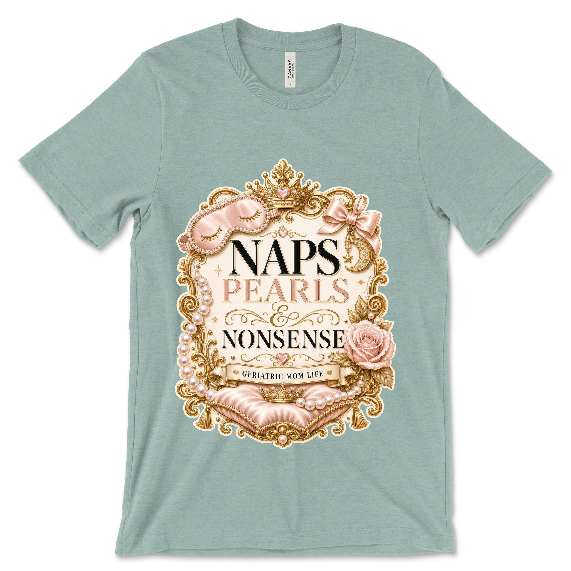 Naps Pearls And Nonsense heather dusty blue shirt mockup