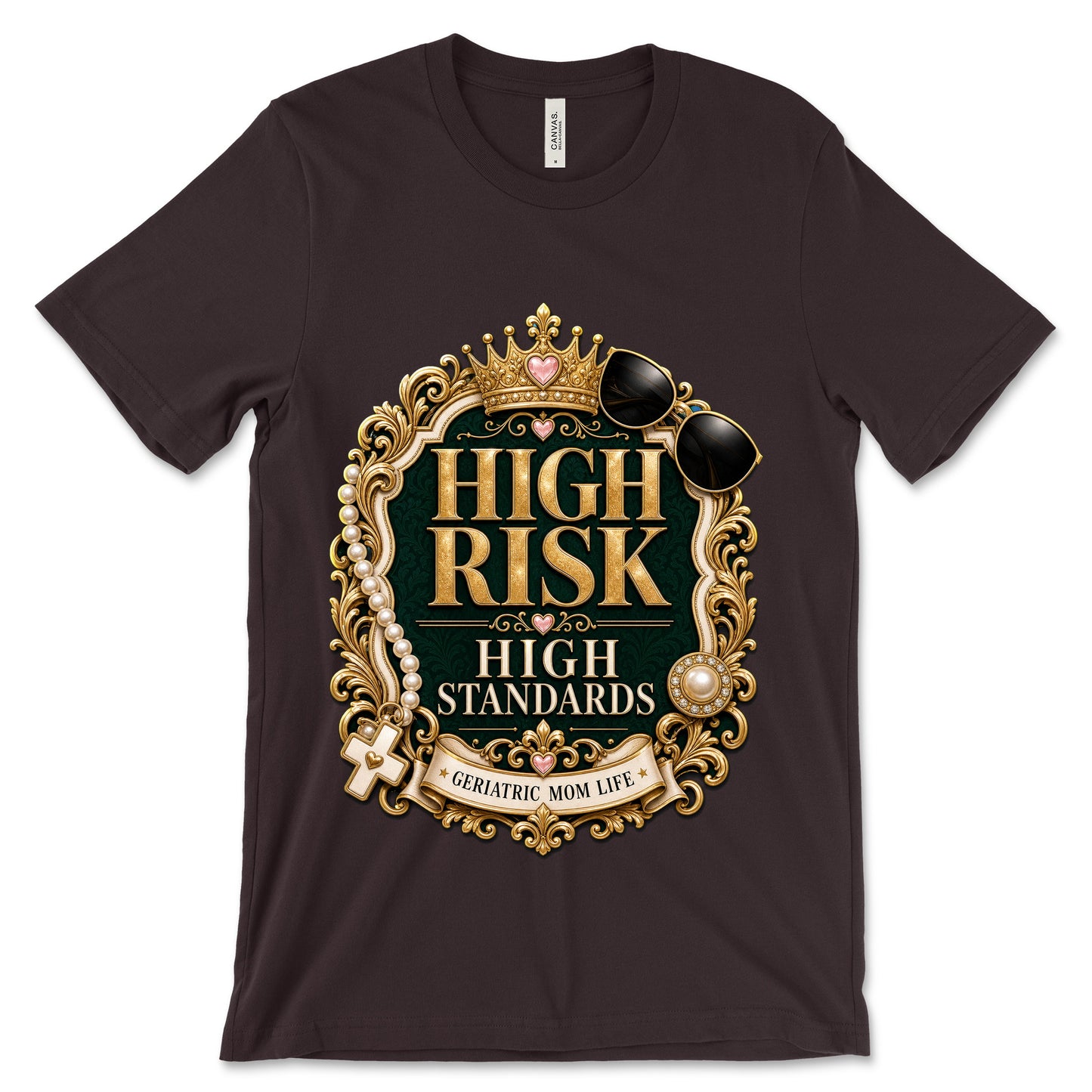 High Risk High Standards oxblood black shirt mockup
