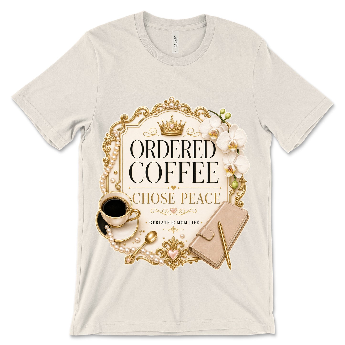 Ordered Coffee Chose Peace natural shirt mockup