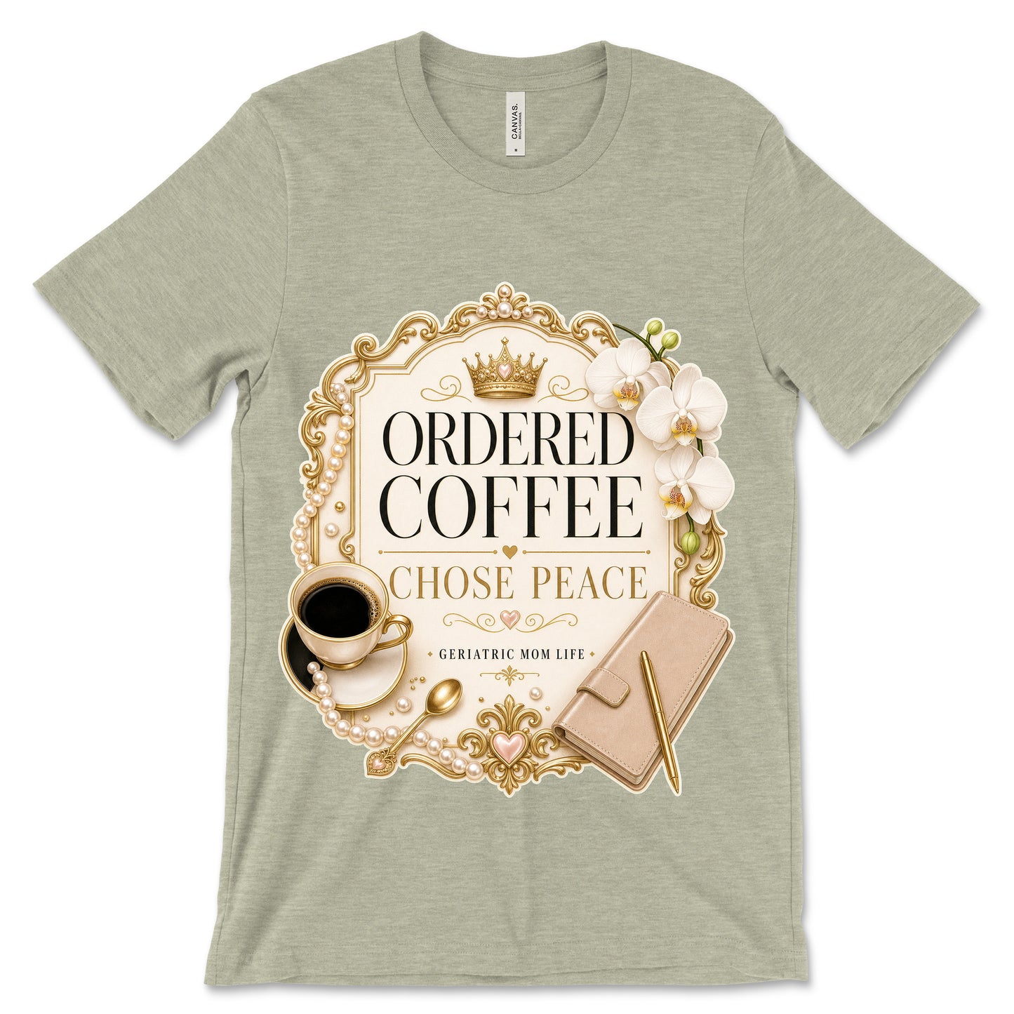 Ordered Coffee Chose Peace heather stone shirt mockup