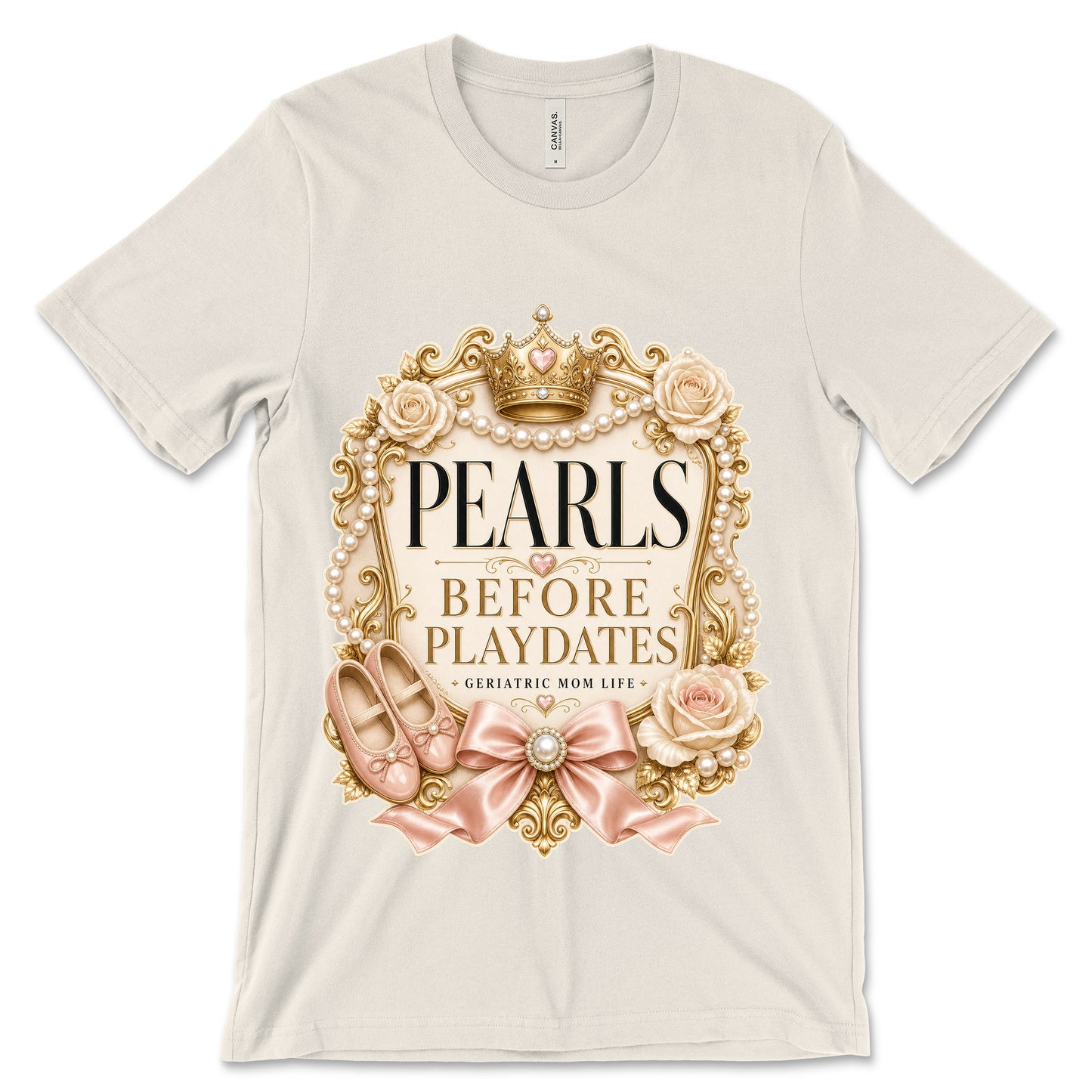 Pearls Before Playdates natural shirt mockup