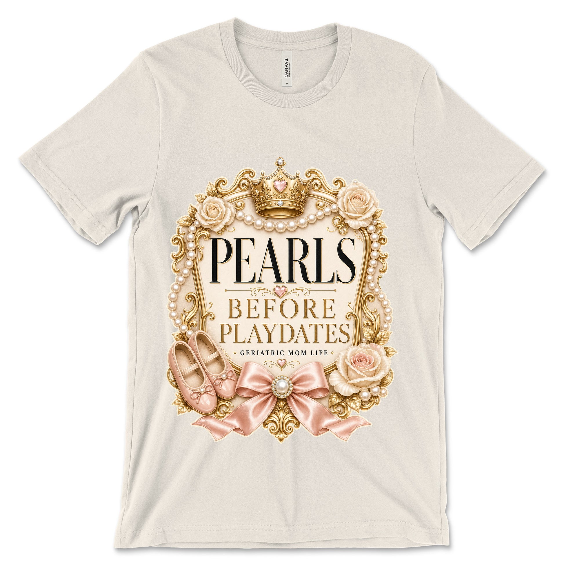 Pearls Before Playdates natural shirt mockup
