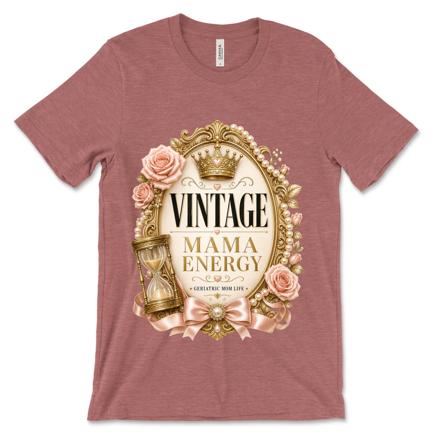 Vintage Mama Energy heather mauve shirt mockup