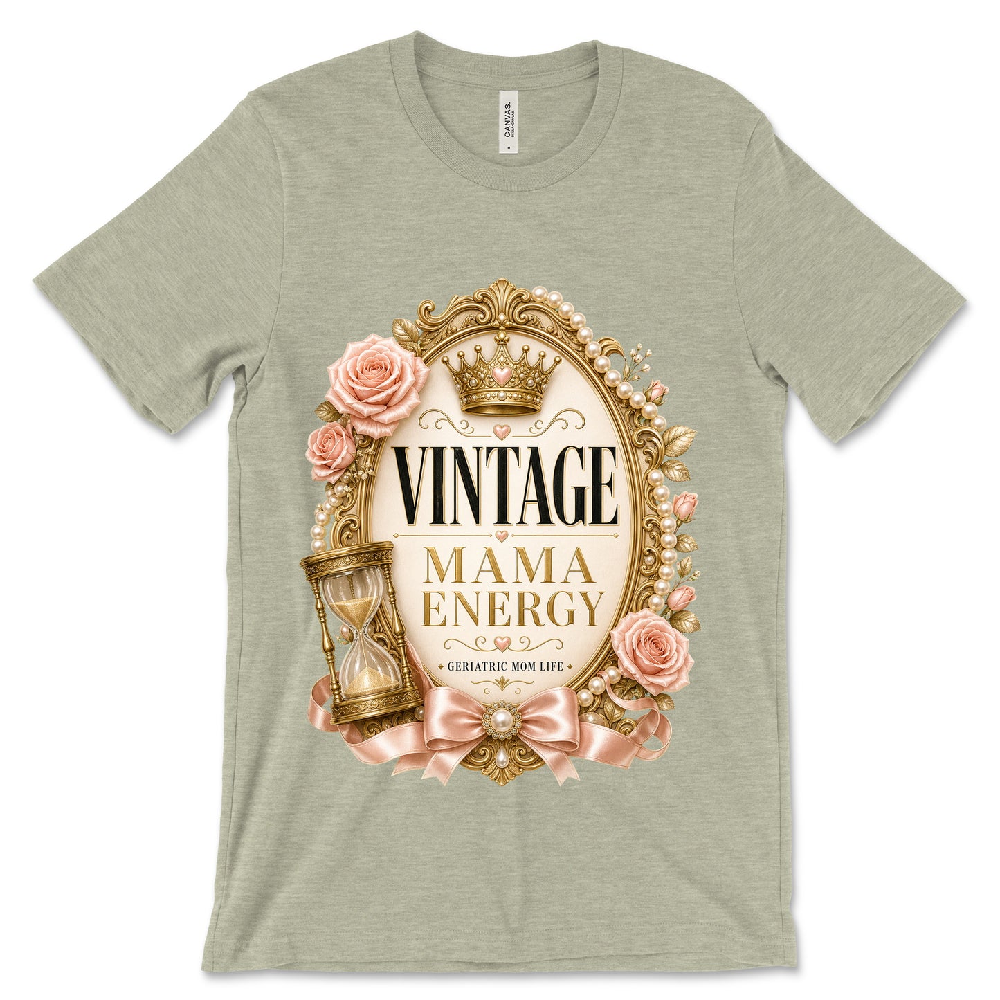 Vintage Mama Energy heather stone shirt mockup
