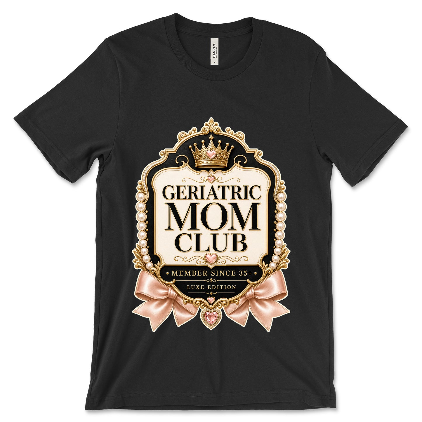 Geriatric Mom Club black shirt mockup