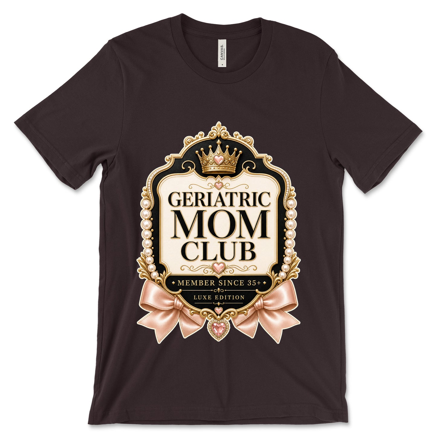 Geriatric Mom Club oxblood black shirt mockup