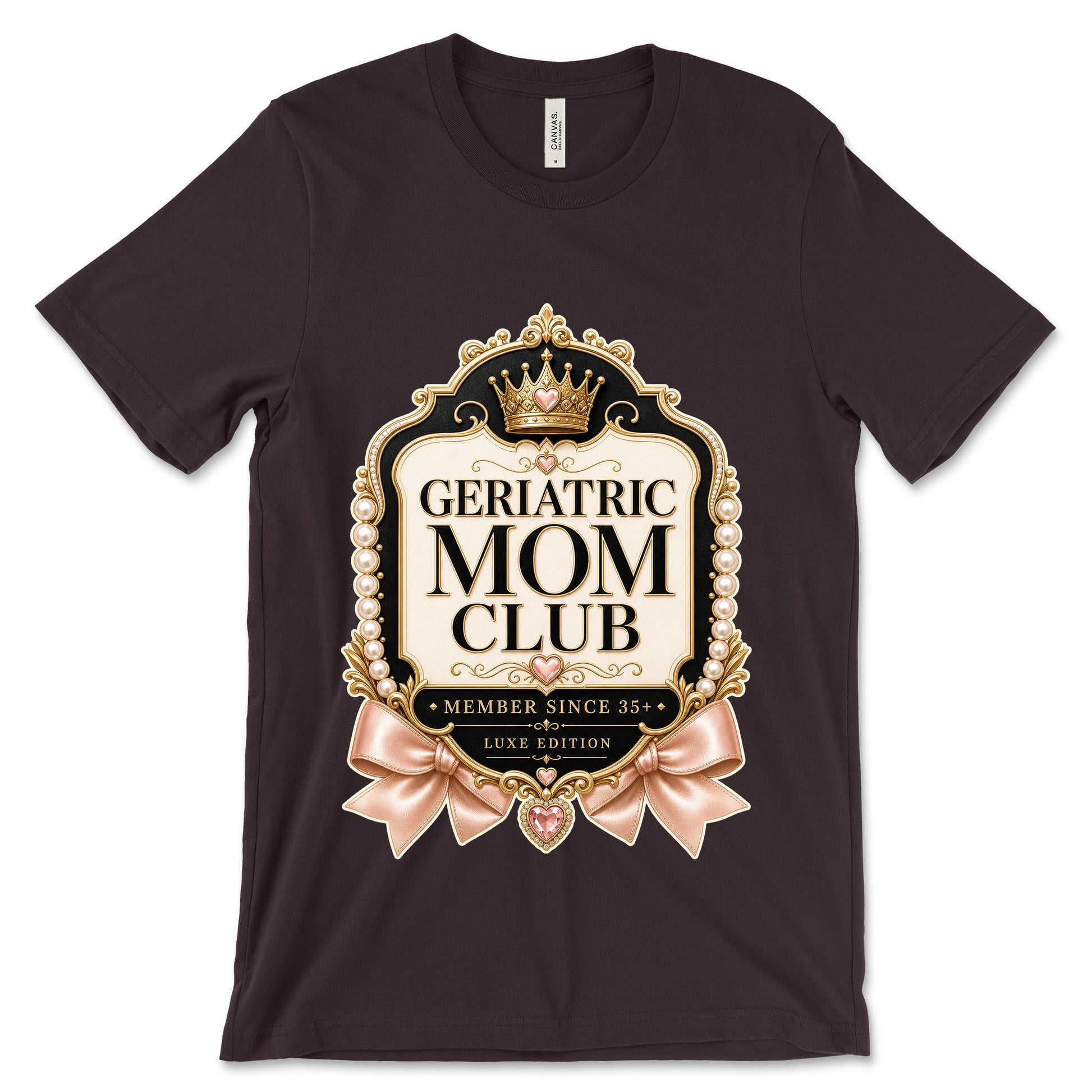 Geriatric Mom Club oxblood black shirt mockup